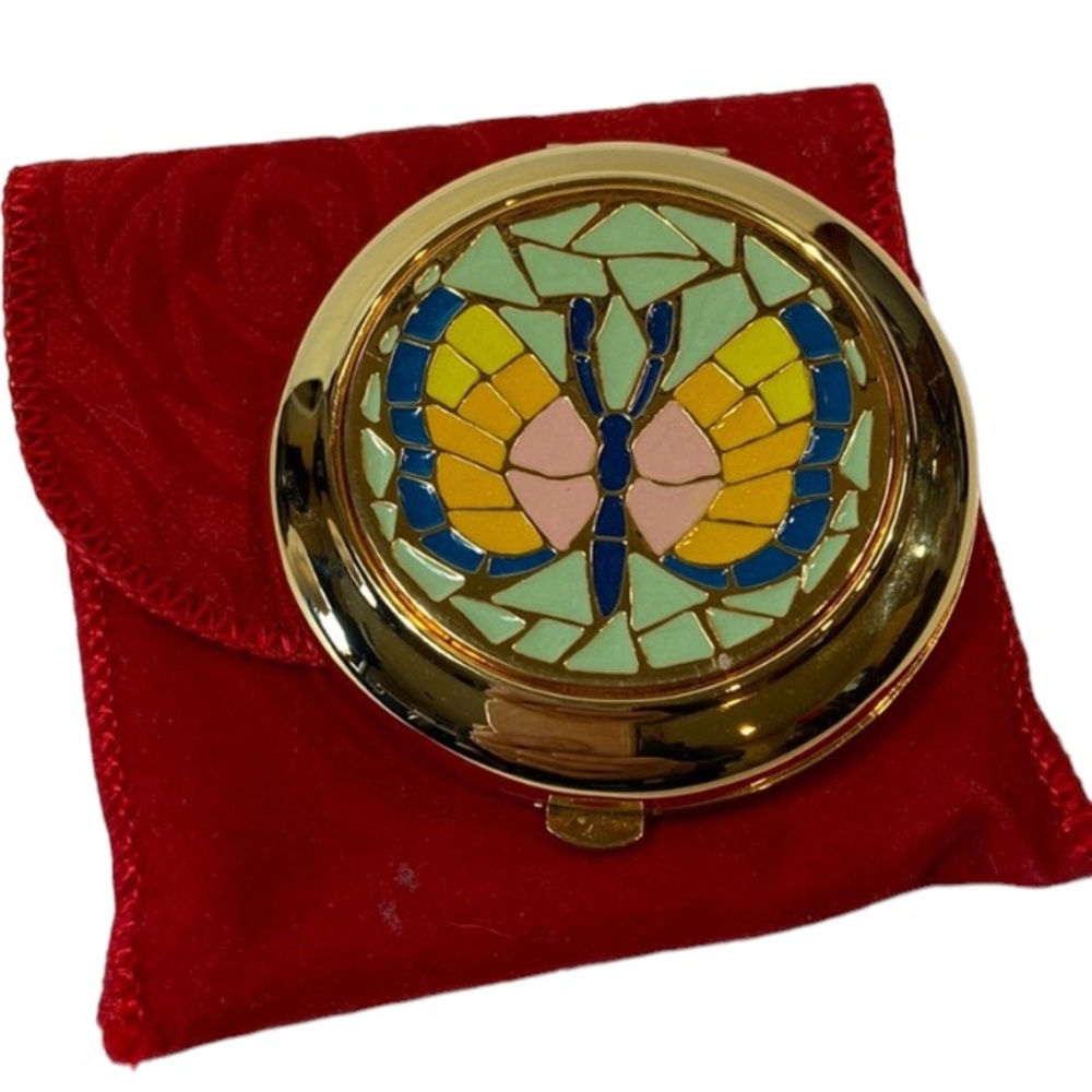 Estee Lauder Mirror Compact Butterfly Red Velvet Case